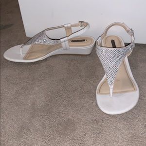 White sandal wedges
